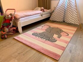 Dětský koberec Kiddo 1087 pink se slonem - 1