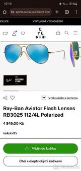 Top Limitky Ray-Ban Aviator Top Gun Zlacené Blue Polarized