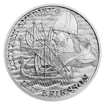 Stříbrná mince Objevení Ameriky - Leif Eriksson proof