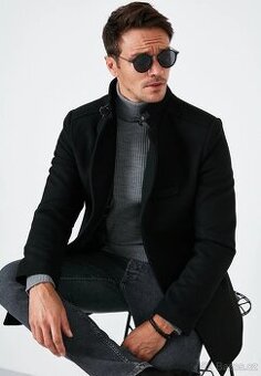 CALAMAR LUXUSNÍ VLNĚNÝ ZIMNÍ PÁNSKÝ KRÁSNÝ KABÁT TOP XL