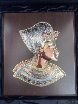 Nefertiti Egyptská královna tepaný dárek dřevěný rám