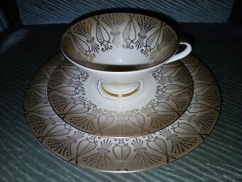 J. Kronester Bavaria 60s Art Deco jídelní set s čajovým šálk