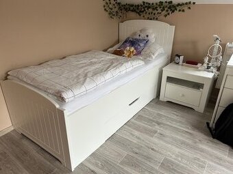 Postel s úložným prostorem bílá 90x200cm