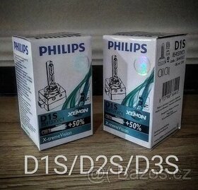 Výbojky PHILIPS D1S/D2S/D3S X-tremeVision +50% + LED T10