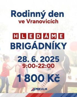Obsluha na akci Rodinný den - brigádník