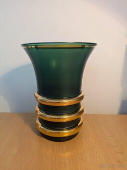 Skleněná váza, zlatem zdobená