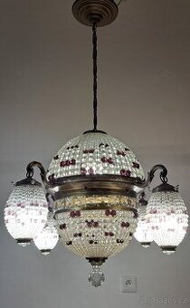 Starožitný lustr z broušených korálků,  r.v.1920