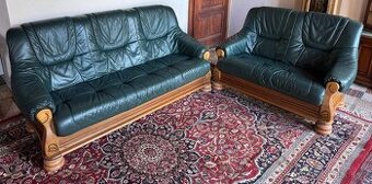 Dubová rustikální kožená sedací souprava,6935