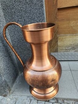 veliká mosazná váza, džbán kovový, dekorace - 1