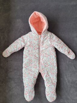Zimní kombinéza Mothercare - kytičky - velikost 80