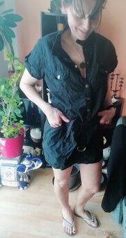Kratší šaty na vázačku, styl džínových, Janina 44, měřte - 1
