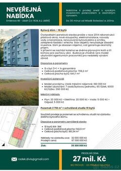 INVESTIČNÍ NABÍDKA - 2X BYTOVÝ DŮM (10+19 BYTŮ) + POZEMEK
