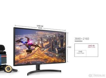 32" LG 32UK550 LCD monitor 4K 3840 × 2160 100% stav, bez or