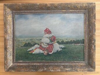 Obraz Krojovaná, J.F. 1939, olejomalba 61x81