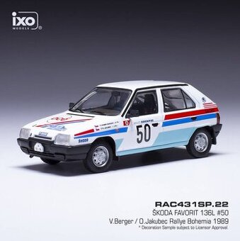 Modely Škoda Rallye Favorit a 130 1:43 IXO