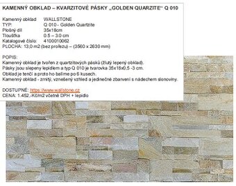 prodám 13 balení kamenného obkladu , plošná díl 35x18 cm