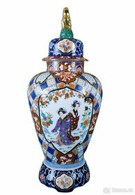Velká třídílná čínská váza s víkem. Značená 100 cm - 1