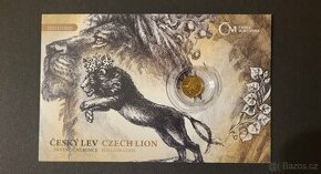 Zlatá 1/25oz investiční mince Český lev 2024 stand číslovaný