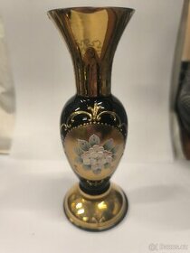 Váza - smalt + zlato - Nový Bor, výška 15,7 cm