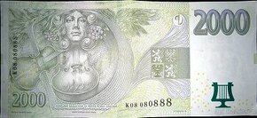 2000 Kč 2007 zajímavé číslo K08 080888