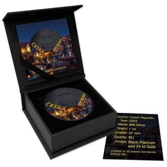 Český lev 2023 Vltava 1oz black platinum jen 50 ks
