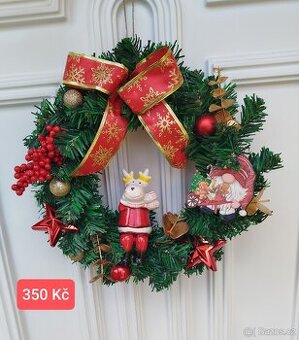 Prodám nový trvanlivý věnec na dveře - vánoční
