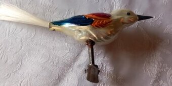 Ptáček s modrým křídlem, vánoční ozdoba RETRO