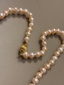 Perlový náhrdelník - pravé růžové perly 7-8 mm