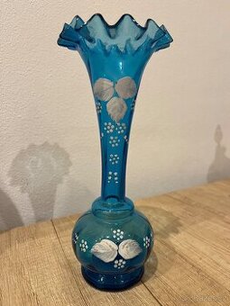 Stará modrá malovaná váza