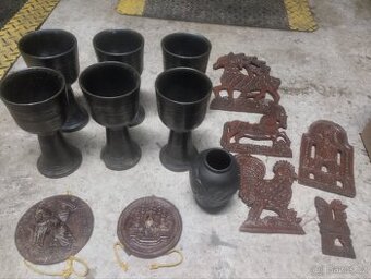 Keramické pohárky na nožce+vázička