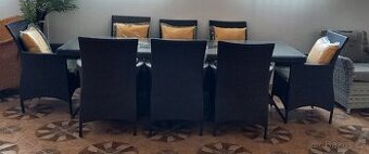 ratanový nábytek zahradní, jídelní souprava z umělého ratanu