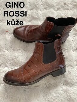 Gino rosi kotnikove boty kozene hnede kozacky 38