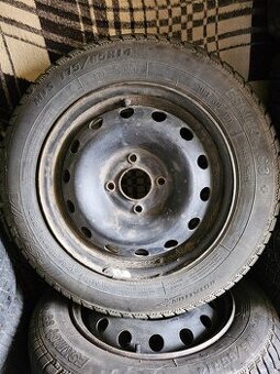 Prodám sadu zimních pneu + plechové disky 4.k.175/65.R14