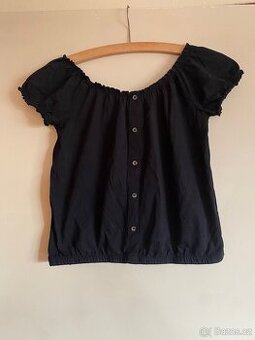 Cute černé mini tričko / halenka s knoflíky velikost S