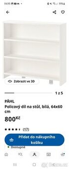 PÅHL Policový díl na stůl, bílá, 64x60 cm