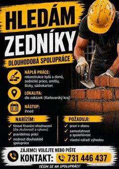 🔨 HLEDÁM ZEDNÍKY – DLOUHODOBÁ SPOLUPRÁCE 🔨