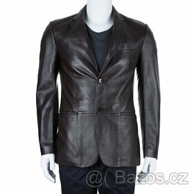 Z Zegna  - Mens' Black Leather Jacket - Kožené sako - S/48