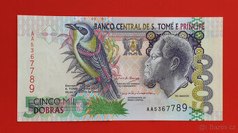 Bankovka SV. TOMÁŠ A PRINCŮV OSTROV 5000 Dobras rok 2004 UNC