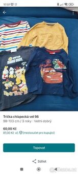 Trička chlapecká vel 98