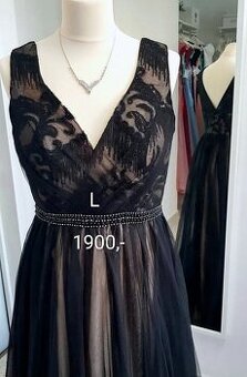 NOVÉ plesové šaty ČERNO-BÉŽOVÉ