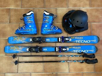 Dětské lyže 110cm lyžáky velikost 34 hůlky 100cm a helma S