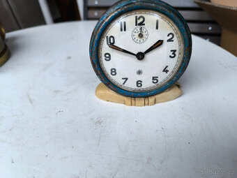 Starý budík Chronotechna,modrý Prim, staré hodiny, č.1