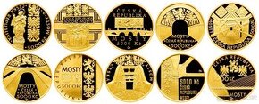 Kompletní sada zlatých mincí ČNB Mosty ČR - PROOF
