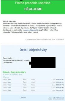 5 Lístků na koncert Pitbulla 18.6. 2025 Praha O2 Aréna