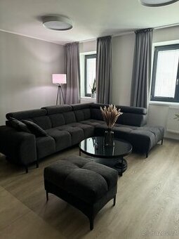 Rohová sedací souprava 270x210 cm + taburet – grafitová
