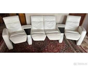Kožená relaxační sedací souprava 2+1+1, 3193