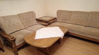 sedací souprava 3+2, masivní dřevěná konstrukce dub rustik