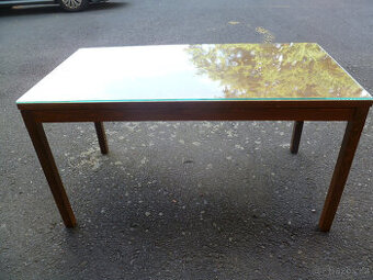 Dřevěný stolek + sklo zdarma, nový