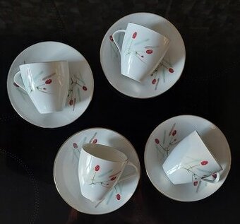 Retro kávové šálky s podšálkem 4 ks +1 ks