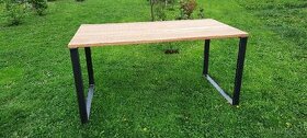 Kancelářský stůl - dub masiv / kovové nohy - 1